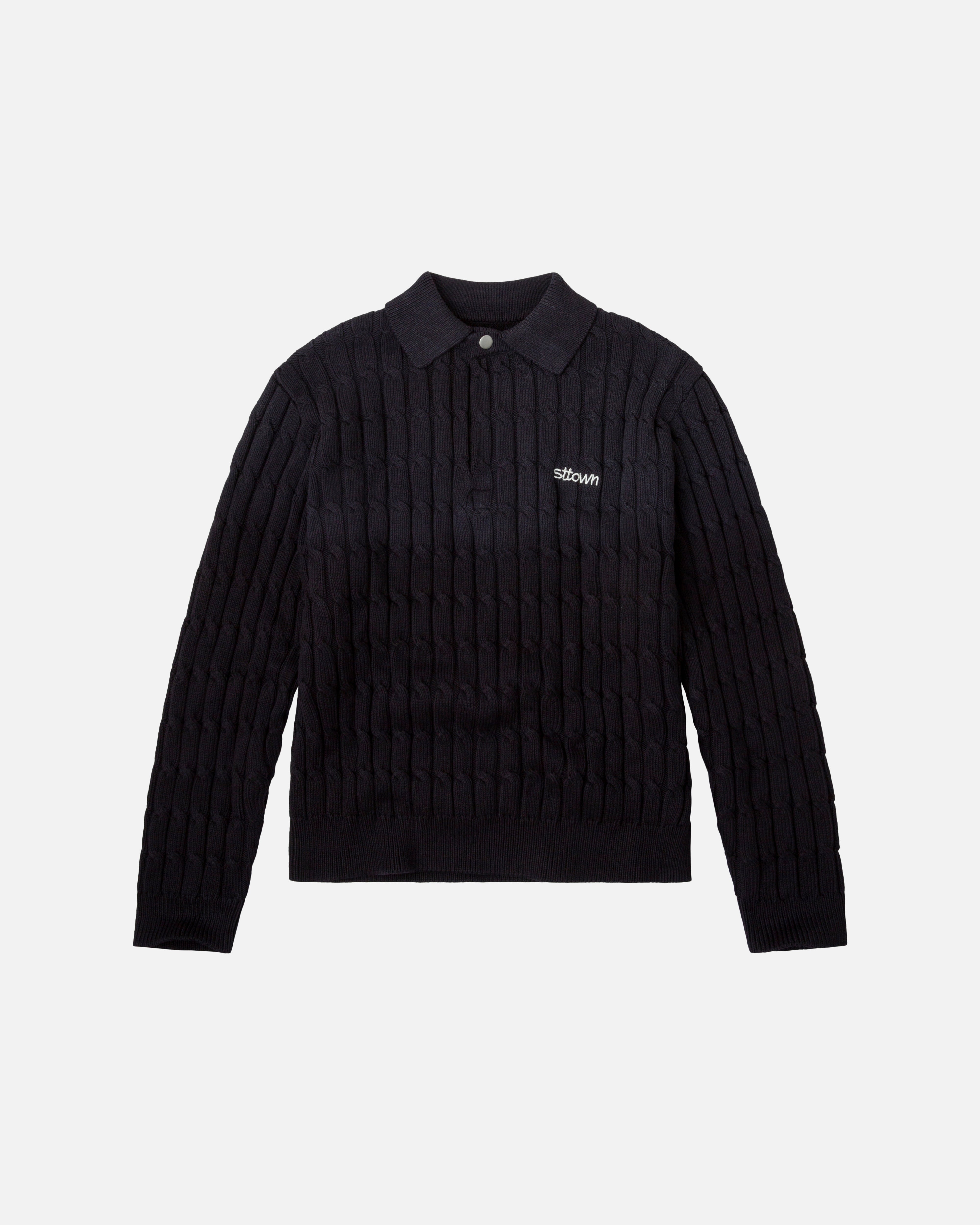Spray acid Cable Knit BLACK sweater – sttown